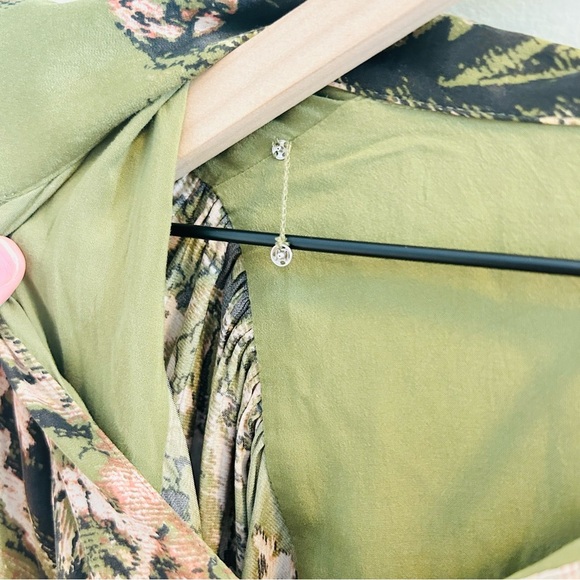 Free People Say You Love Me Mini Shirt Dress Size Small Green Boho Peasant Fall - Picture 5 of 11